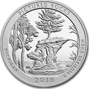 USA Quarter Dollar Pictured Rocks National Lakeshore Michigan 2018 PICTURED ROCKS MICHIGAN E PLURIBUS UNUM 2018 PCB MG coin reverse