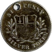 UK Six Penny Middlesex - London / Charing Cross 1811 SIX PENNY SILVER TOKEN coin reverse UK Six Penny Middlesex - London / Charing Cross 1811 SIX PENNY SILVER TOKEN coin reverse