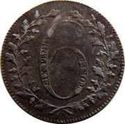UK Six Penny Not Local - Britannia on cannon ND (1811-1812)  6 SIX PENNY TOKEN coin obverse UK Six Penny Not Local - Britannia on cannon ND (1811-1812)  6 SIX PENNY TOKEN coin obverse