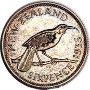 New Zealand Sixpence George V 1935 KM# 2 NEW∙ZEALAND SIXPENCE *YEAR* K∙G coin reverse New Zealand Sixpence George V 1935 KM# 2 NEW∙ZEALAND SIXPENCE *YEAR* K∙G coin reverse