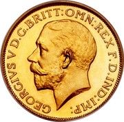 UK Sovereign George V 1911 Proof KM# 820 GEORGIVS V D.G.BRITT:OMN:REX F.D.IND:IMP: coin obverse UK Sovereign George V 1911 Proof KM# 820 GEORGIVS V D.G.BRITT:OMN:REX F.D.IND:IMP: coin obverse