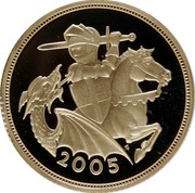 UK Sovereign Queen Elizabeth II 2005 KM# 1065 2005 coin reverse UK Sovereign Queen Elizabeth II 2005 KM# 1065 2005 coin reverse