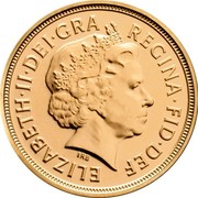 UK Sovereign Queen Elizabeth II, Diamond Jubilee 2012 KM# 1207 ELIZABETH∙II∙DEI∙GRA REGINA∙FID∙DEF IRB coin obverse