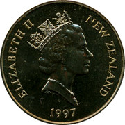 New Zealand Ten Dollars Gabriel's Gully 1997 (l) KM# 104 NEW ZEALAND ELIZABETH II 1997 RDM coin obverse New Zealand Ten Dollars Gabriel's Gully 1997 (l) KM# 104 NEW ZEALAND ELIZABETH II 1997 RDM coin obverse