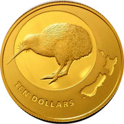 New Zealand Ten Dollars Icons of New Zealand - Kiwi 2009 (m) Proof KM# 330 TEN DOLLARS coin reverse New Zealand Ten Dollars Icons of New Zealand - Kiwi 2009 (m) Proof KM# 330 TEN DOLLARS coin reverse