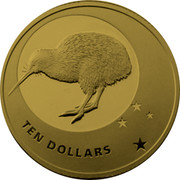 New Zealand Ten Dollars Icons of New Zealand - Kiwi 2010 (m) Proof KM# 332 TEN DOLLARS coin reverse New Zealand Ten Dollars Icons of New Zealand - Kiwi 2010 (m) Proof KM# 332 TEN DOLLARS coin reverse