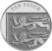 UK Ten Pence (Royal Arms Shield Puzzle) KM# 1335a TEN PENCE coin reverse UK Ten Pence (Royal Arms Shield Puzzle) KM# 1335a TEN PENCE coin reverse