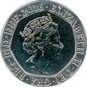 UK Twenty Pence Royal Shield 2016 Proof KM# 1336a ELIZABETH II∙DEI∙GRA∙REG∙FID∙DEF∙2015∙ J.C coin obverse UK Twenty Pence Royal Shield 2016 Proof KM# 1336a ELIZABETH II∙DEI∙GRA∙REG∙FID∙DEF∙2015∙ J.C coin obverse