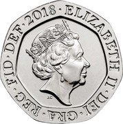 UK Twenty Pence (Royal Shield) KM# 1336 ELIZABETH II∙DEI∙GRA∙REG∙FID∙DEF∙2015∙ J.C coin obverse UK Twenty Pence (Royal Shield) KM# 1336 ELIZABETH II∙DEI∙GRA∙REG∙FID∙DEF∙2015∙ J.C coin obverse