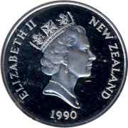 New Zealand Two Dollars White Heron 1990 Proof KM# 79a ELIZABETH II NEW ZEALAND 1990 RDM coin obverse New Zealand Two Dollars White Heron 1990 Proof KM# 79a ELIZABETH II NEW ZEALAND 1990 RDM coin obverse