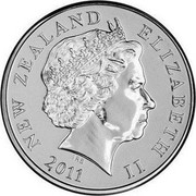 New Zealand Two Dollars (White heron) KM# 121b NEW ZEALAND ELIZABETH II *YEAR* IRB coin obverse New Zealand Two Dollars (White heron) KM# 121b NEW ZEALAND ELIZABETH II *YEAR* IRB coin obverse