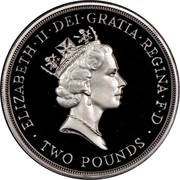 UK Two Pounds 300th Anniversary of the Claim of Right 1989 Proof KM# 961a ELIZABETH∙II∙DEI∙GRATIA∙REGINA∙F∙D ∙ TWO POUNDS ∙ RDM coin obverse UK Two Pounds 300th Anniversary of the Claim of Right 1989 Proof KM# 961a ELIZABETH∙II∙DEI∙GRATIA∙REGINA∙F∙D ∙ TWO POUNDS ∙ RDM coin obverse