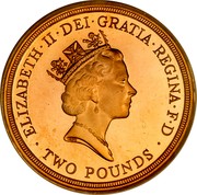 UK Two Pounds 50th Anniversary - End of World War II 1995 Proof KM# 970b ELIZABETH∙II∙DEI∙GRATIA∙REGINA∙F∙D ∙ TWO POUNDS ∙ RDM coin obverse UK Two Pounds 50th Anniversary - End of World War II 1995 Proof KM# 970b ELIZABETH∙II∙DEI∙GRATIA∙REGINA∙F∙D ∙ TWO POUNDS ∙ RDM coin obverse