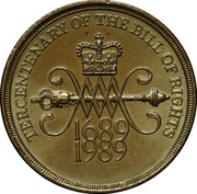 UK Two Pounds Bill of Rights - St. Edward's crown 1989 KM# 960 TERCENTENARY OF THE CLAIM OF RIGHTS 1689 1989 coin reverse UK Two Pounds Bill of Rights - St. Edward's crown 1989 KM# 960 TERCENTENARY OF THE CLAIM OF RIGHTS 1689 1989 coin reverse
