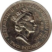 UK Two Pounds Royal Mint Trial 1994 ELIZABETH II DEI GRATIA REGINA F D TWO POUNDS ROYAL MINT TRIAL RDM coin obverse UK Two Pounds Royal Mint Trial 1994 ELIZABETH II DEI GRATIA REGINA F D TWO POUNDS ROYAL MINT TRIAL RDM coin obverse