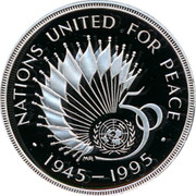 UK Two Pounds United Nations 1995 Proof KM# 971a NATIONS UNITED FOR PEACE ∙ 1945 - 1995 ∙ 50 MR coin reverse UK Two Pounds United Nations 1995 Proof KM# 971a NATIONS UNITED FOR PEACE ∙ 1945 - 1995 ∙ 50 MR coin reverse