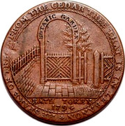 UK 1/2 Penny (Somerset - Bath / J. Jelly) * HE SPAKE OF TREES, FROM THE CEDAR TREE THAT IS IN LEBANON * BOTANIC GARDEN BATH TOKEN 1794 coin obverse UK 1/2 Penny (Somerset - Bath / J. Jelly) * HE SPAKE OF TREES, FROM THE CEDAR TREE THAT IS IN LEBANON * BOTANIC GARDEN BATH TOKEN 1794 coin obverse