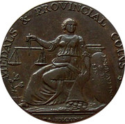 UK 1/2 Penny (Warwickshire - Birmingham / Lutwyche's) MEDALS & PROVINCIAL COINS DEA PECUNIA coin obverse UK 1/2 Penny (Warwickshire - Birmingham / Lutwyche's) MEDALS & PROVINCIAL COINS DEA PECUNIA coin obverse