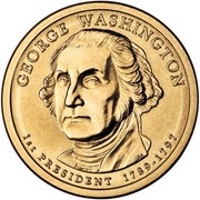 USA $1 George Washington 2007 D KM# 401 GEORGE WASHINGTON 1ST PRESIDENT 1789-1797 coin obverse USA $1 George Washington 2007 D KM# 401 GEORGE WASHINGTON 1ST PRESIDENT 1789-1797 coin obverse