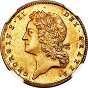 UK 1 Guinea George II Pattern 1727 KM# Pn35 GEORGIVS II DEI GRATIA coin obverse UK 1 Guinea George II Pattern 1727 KM# Pn35 GEORGIVS II DEI GRATIA coin obverse