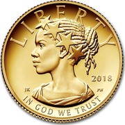 USA 10 Dollars American Liberty 2018 LIBERTY 2018 JK PH IN GOD WE TRUST coin obverse
