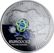 Ukraine 10 Hryven UEFA Euro 2012 - City of Donetsk 2011 Proof KM# 644 НАЦІОНАЛЬНИЙ БАНК УКРАЇНИ ДЕСЯТЬ ГРИВЕНЬ ДОНЕЦЬК 2011 UEFA EURO2012™ POLAND-UKRAINE coin obverse Ukraine 10 Hryven UEFA Euro 2012 - City of Donetsk 2011 Proof KM# 644 НАЦІОНАЛЬНИЙ БАНК УКРАЇНИ ДЕСЯТЬ ГРИВЕНЬ ДОНЕЦЬК 2011 UEFA EURO2012™ POLAND-UKRAINE coin obverse