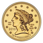 USA $10 James Buchanan's Liberty 2010 W KM# 483 1857 1861 IN GOD WE TRUST 2010 W 15TH PRESIDENCY coin obverse USA $10 James Buchanan's Liberty 2010 W KM# 483 1857 1861 IN GOD WE TRUST 2010 W 15TH PRESIDENCY coin obverse