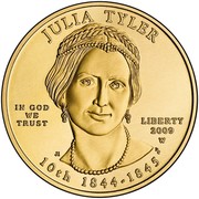 USA $10 Julia Tyler 2009 W KM# 458 JULIA TYLER LIBERTY 009 W 10th 1844 - 1845 IN GOD WE TRUST coin obverse USA $10 Julia Tyler 2009 W KM# 458 JULIA TYLER LIBERTY 009 W 10th 1844 - 1845 IN GOD WE TRUST coin obverse