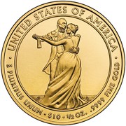 USA $10 Julia Tyler 2009 W KM# 458 ∙ UNITED STATES OF AMERICA ∙ E PLURIBUS UNUM ∙ $10 ∙ 1/2 OZ. .9999 FINE GOLD coin reverse USA $10 Julia Tyler 2009 W KM# 458 ∙ UNITED STATES OF AMERICA ∙ E PLURIBUS UNUM ∙ $10 ∙ 1/2 OZ. .9999 FINE GOLD coin reverse