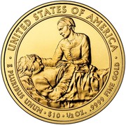 USA $10 Margaret Taylor 2009 W KM# 465 ∙ UNITED STATES OF AMERICA ∙ E PLURIBUS UNUM ∙ $10 ∙ 1/2 OZ. .9999 FINE GOLD coin reverse USA $10 Margaret Taylor 2009 W KM# 465 ∙ UNITED STATES OF AMERICA ∙ E PLURIBUS UNUM ∙ $10 ∙ 1/2 OZ. .9999 FINE GOLD coin reverse