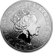 UK 10 Pounds Queen's Beasts - Lion of England 2017 Proof 10 POUNDS ELIZABETH II D G REG F D J.C coin obverse