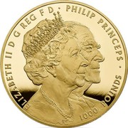 UK 1000 Pounds Platinum Wedding Anniversary 2017 Proof ELIZABETH II D G REG F D PHILIP PRINCEPS 1000 POUNDS EM coin obverse