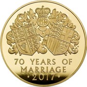 UK 1000 Pounds Platinum Wedding Anniversary 2017 Proof 70 YEARS OF MARRIAGE 2017 coin reverse