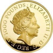 UK 1000 Pounds Year of the Monkey 2016 Proof 1000 POUNDS ELIZABETH II D G REG F D J.C coin obverse