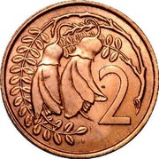 New Zealand 2 Cents Elizabeth II (2nd portrait) 1967 KM# 33 2 coin reverse New Zealand 2 Cents Elizabeth II (2nd portrait) 1967 KM# 33 2 coin reverse
