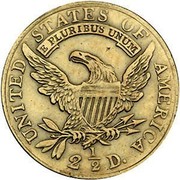 USA 2 ½ D. Turban Head - Quarter Eagle 1808 KM# 40 UNITED STATES OF AMERICA E PLURIBUS UNUM 2 ½ D. coin reverse USA 2 ½ D. Turban Head - Quarter Eagle 1808 KM# 40 UNITED STATES OF AMERICA E PLURIBUS UNUM 2 ½ D. coin reverse