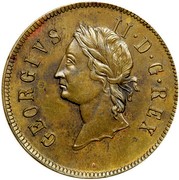 USA 2 Pence Rosa Americana. Pattern 1733 KM# 16 GEORGIVS II ∙ D ∙ G ∙ REX coin obverse USA 2 Pence Rosa Americana. Pattern 1733 KM# 16 GEORGIVS II ∙ D ∙ G ∙ REX coin obverse