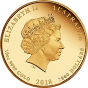 Australia 2000 Dollars Jewelled Phoenix 2018 P Proof ELIZABETH II AUSTRALIA 10 OZ 9999 GOLD 2018 2000 DOLLARS IRB coin obverse Australia 2000 Dollars Jewelled Phoenix 2018 P Proof ELIZABETH II AUSTRALIA 10 OZ 9999 GOLD 2018 2000 DOLLARS IRB coin obverse