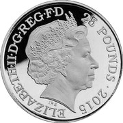 UK 25 Pounds 50th Anniversary of the death of Sir Winston Churchill 2015 Proof 25 POUNDS 2015 ELIZABETH II D G REG F D IRB coin obverse UK 25 Pounds 50th Anniversary of the death of Sir Winston Churchill 2015 Proof 25 POUNDS 2015 ELIZABETH II D G REG F D IRB coin obverse