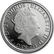UK 25 Pounds Britannia 2017 Trident Proof 25 POUNDS ELIZABETH II D G REG F D J.C coin obverse UK 25 Pounds Britannia 2017 Trident Proof 25 POUNDS ELIZABETH II D G REG F D J.C coin obverse