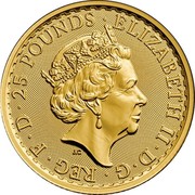 UK 25 Pounds Britannia 2018 BU 25 POUNDS ELIZABETH II D G REG F D J.C coin obverse UK 25 Pounds Britannia 2018 BU 25 POUNDS ELIZABETH II D G REG F D J.C coin obverse