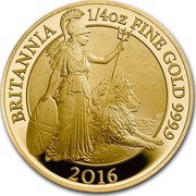 UK 25 Pounds Britannia with Lion 2016 BRITANNIA 1/4 OZ FINE GOLD 999.9 2016 SZ coin reverse UK 25 Pounds Britannia with Lion 2016 BRITANNIA 1/4 OZ FINE GOLD 999.9 2016 SZ coin reverse