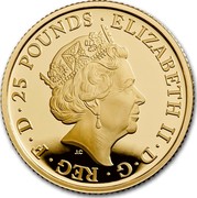 UK 25 Pounds Four Generations 2018 25 POUNDS ELIZABETH II D G REG F D J.C coin obverse UK 25 Pounds Four Generations 2018 25 POUNDS ELIZABETH II D G REG F D J.C coin obverse