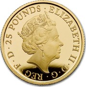 UK 25 Pounds Modern design Britannia 2017 25 POUNDS ELIZABETH II D G REG F D J.C coin obverse