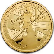 UK 25 Pounds Modern design Britannia 2017 BRITANNIA 1/4 OZ FINE GOLD 999.9 2017 LWT coin reverse