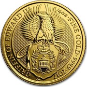 UK 25 Pounds Queen's Beasts The Griffin 2017 GRIFFIN OF EDWARD III 1/4 OZ FINE GOLD 999.9 2017 JC coin reverse