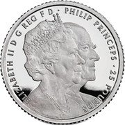 UK 25 Pounds The Platinum Wedding Anniversary 2017 Proof ELIZABETH II D G REG F D PHILIP PRINCEPS 25 POUNDS EM coin obverse UK 25 Pounds The Platinum Wedding Anniversary 2017 Proof ELIZABETH II D G REG F D PHILIP PRINCEPS 25 POUNDS EM coin obverse