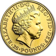 UK 25 Pounds Year of the Sheep 2015 KM# 1356 REG ' FID ' DEF ' 25 ' POUNDS ' ELIZABETH ' II ' D ' G IRB coin obverse UK 25 Pounds Year of the Sheep 2015 KM# 1356 REG ' FID ' DEF ' 25 ' POUNDS ' ELIZABETH ' II ' D ' G IRB coin obverse