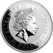 Australia 30 Dollars Year of the Snake (Diamond Eye) 2001 ELIZABETH II AUSTRALIA 30 DOLLARS IRB coin obverse Australia 30 Dollars Year of the Snake (Diamond Eye) 2001 ELIZABETH II AUSTRALIA 30 DOLLARS IRB coin obverse