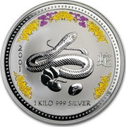Australia 30 Dollars Year of the Snake (Diamond Eye) 2001 2001 1 KILO 999 SILVER coin reverse Australia 30 Dollars Year of the Snake (Diamond Eye) 2001 2001 1 KILO 999 SILVER coin reverse
